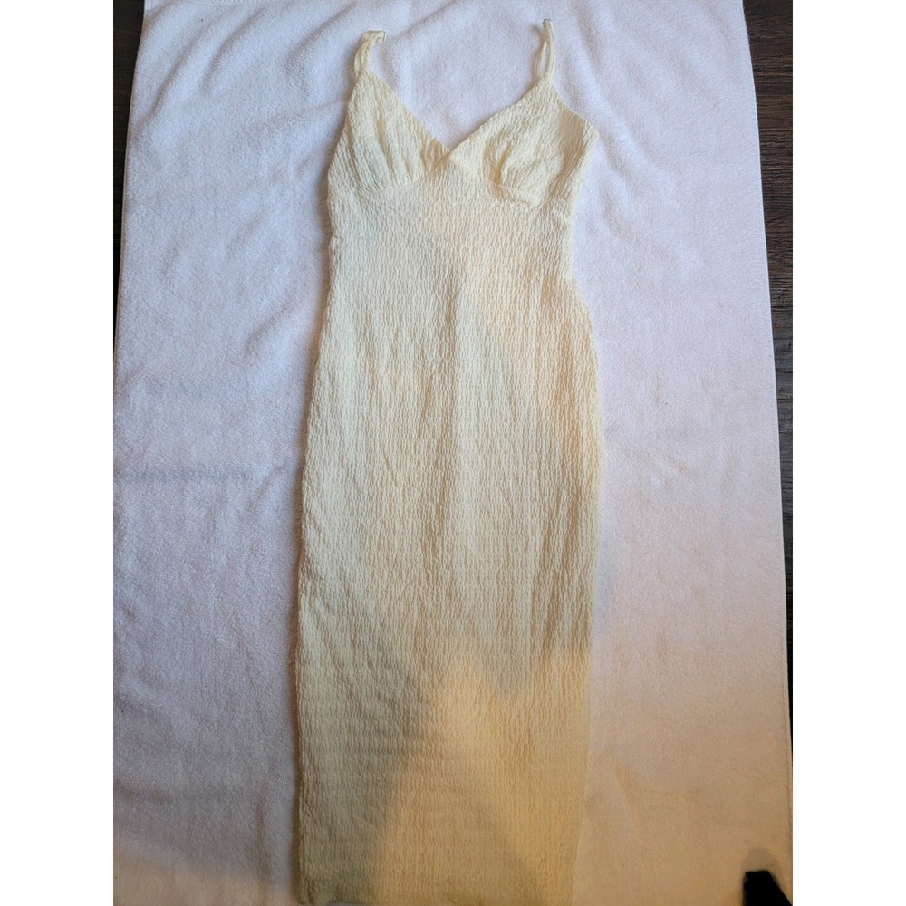 NWT Forever 21 Ivory Midi Slip-on Dress Women's Small Grunge Festival Lined Fitd
